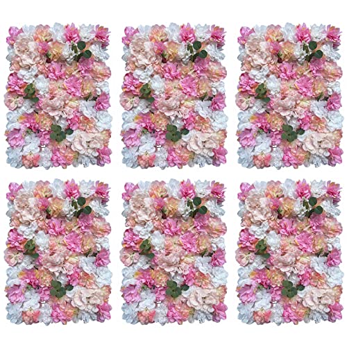 6 piezas de pared de flores artificiales, 60 x 40 cm, panel de rosas para pared, jardín, balcón, boda, calle, decoración DIY
