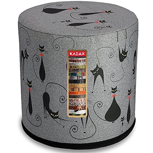 KADAX - Puff redondo, diámetro 40 x 40 cm, acolchado suave con funda lavable, diseño natural, cojín de suelo, taburete decorativo, taburete de pie, Espuma, fieltro de poliéster., gato, 40 x 40 x 40 cm